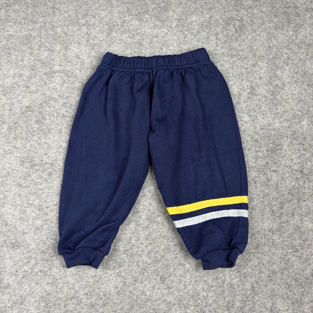 Unbranded Knit Jogger Pants Toddler 2T Navy Blue Yellow White Stripes Boys Girls